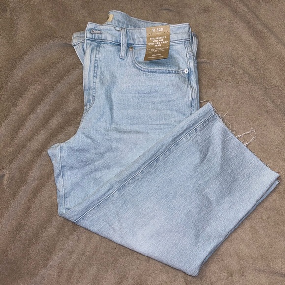 NWT Madewell Petite Perfect Vintage Wide-Leg Crop Jean in Ward Wash - Picture 7 of 11